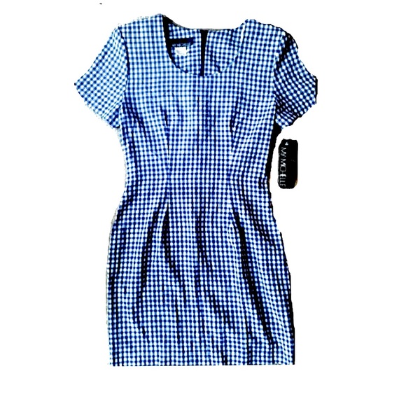 My Michelle Dresses & Skirts - NWT Vtg 90’s Checkered Print Sheath Dress Blue